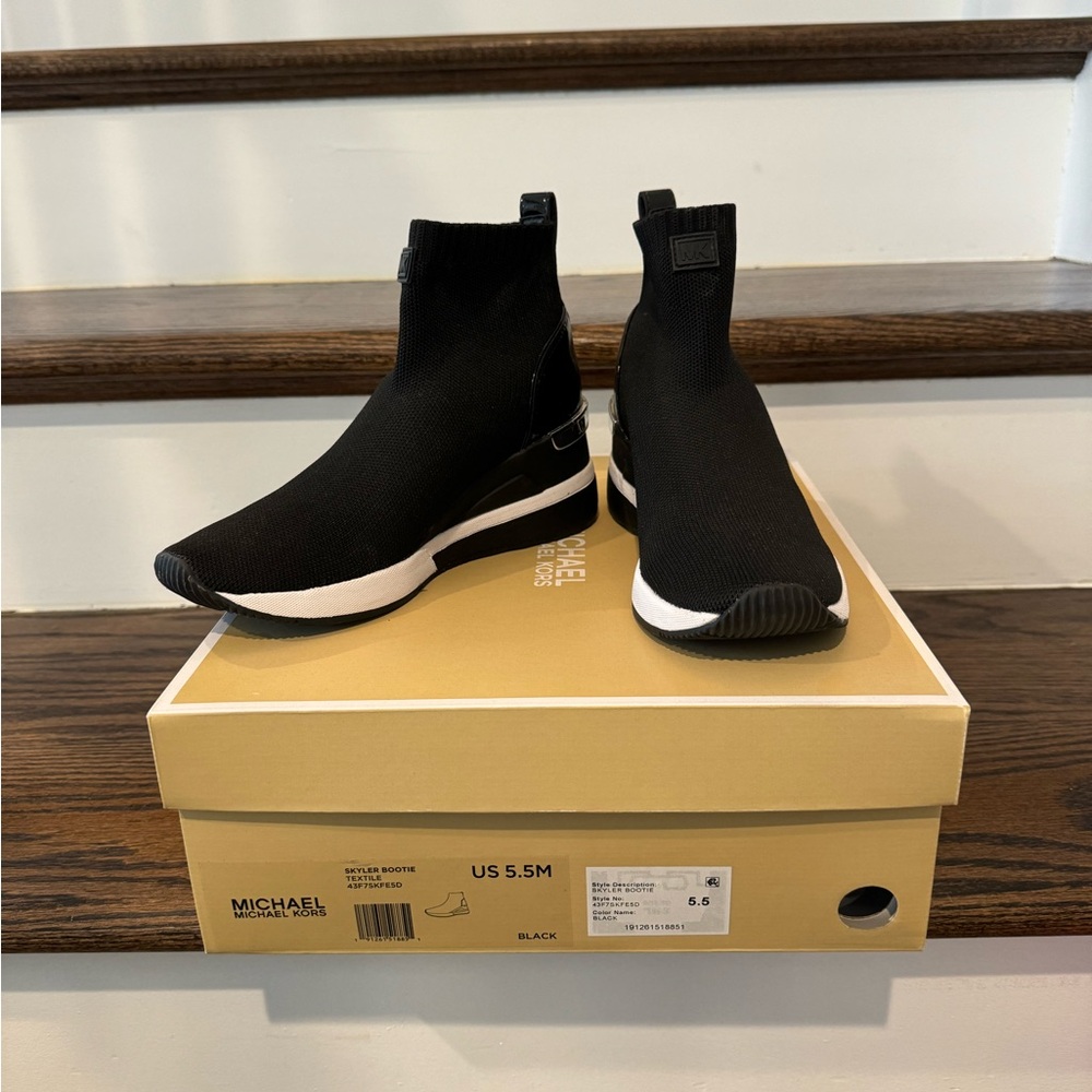 Michael Kors Black and White Skyler Booties
